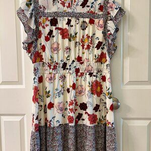 DR2 XXL Ruffle Sleeve Floral Midi Dress with High Neck – NWOT